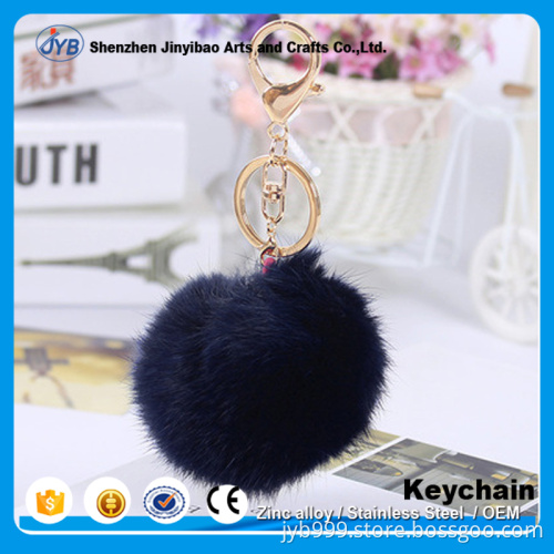hot sale product in 2016 fluffy fox ball keyring colorful fur pom keychain